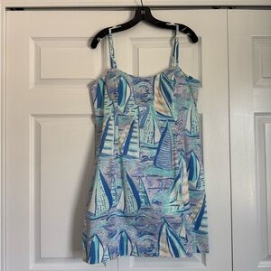 Lilly Pulitzer Sailboat Print Dress with Straps - Size 12